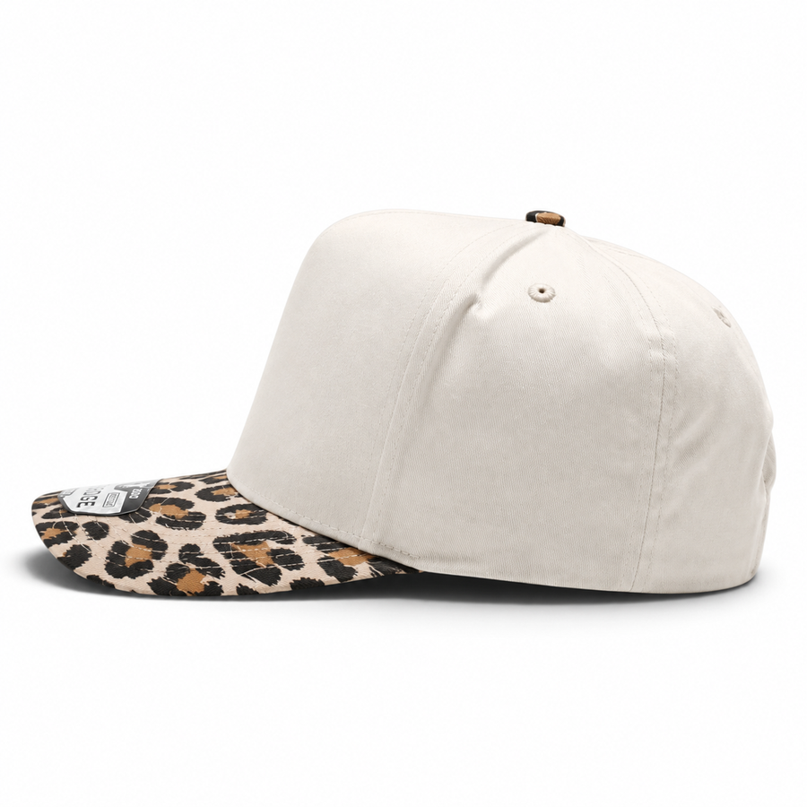 Pit Bull Cambridge PB273 Blank 5-Panel High Frame Adjustable Snapback Hat - Natural/Cheetah - Product Image
