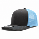 Pit Bull Cambridge PB222 Blank 6-Panel Mesh Trucker Adjustable Snapback Hat - Charcoal/Glacier
