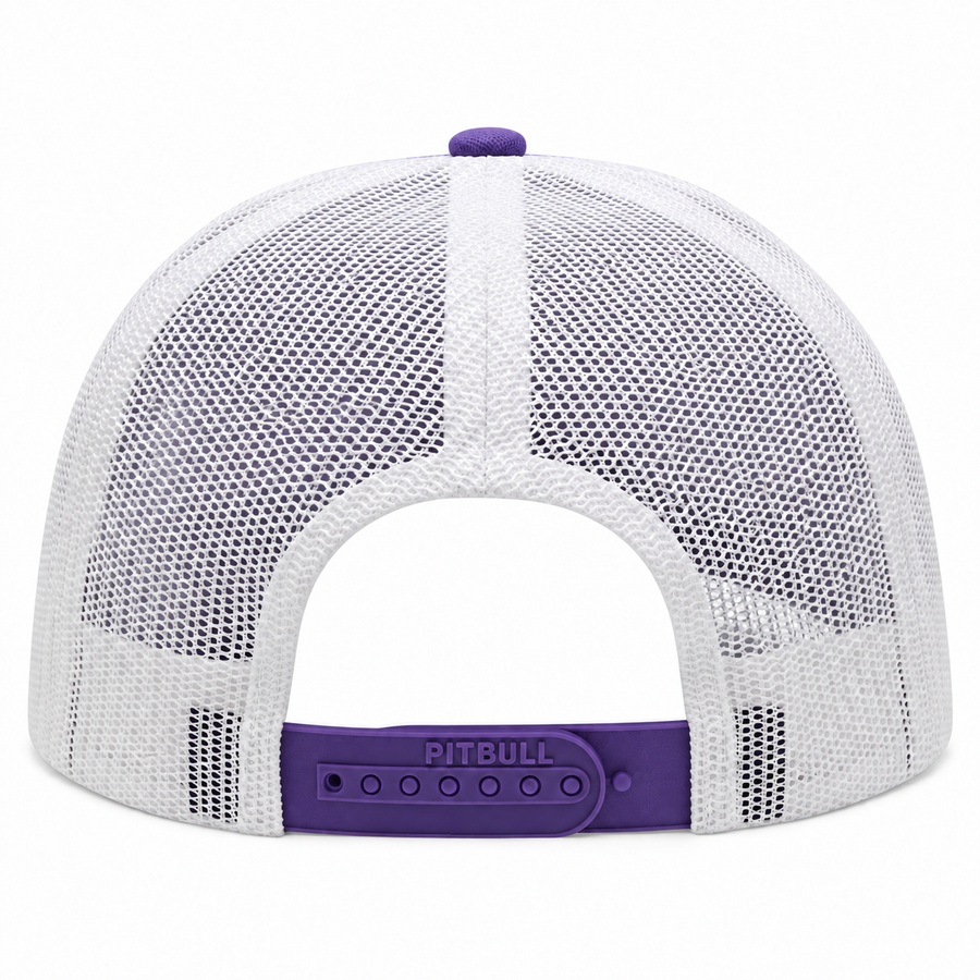 Pit Bull Cambridge PB222 Blank 6-Panel Mesh Trucker Adjustable Snapback Hat - Violet/White - Product Image