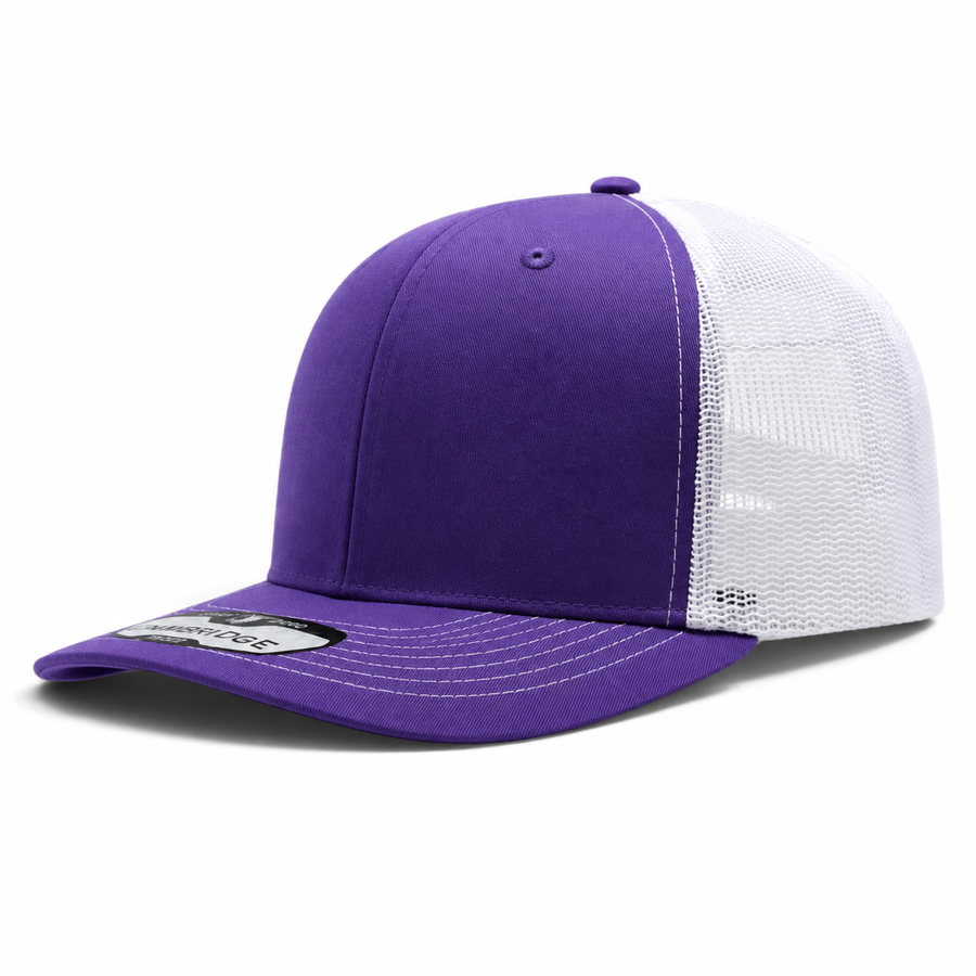 Pit Bull Cambridge PB222 Blank 6-Panel Mesh Trucker Adjustable Snapback Hat - Violet/White - Product Image