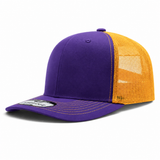 Pit Bull Cambridge PB222 Blank 6-Panel Mesh Trucker Adjustable Snapback Hat - Violet/Gold