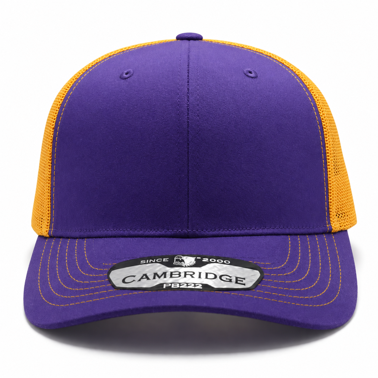 Pit Bull Cambridge PB222 Blank 6-Panel Mesh Trucker Adjustable Snapback Hat - Violet/Gold - Product Image