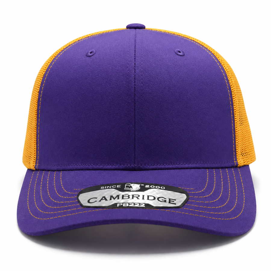 Pit Bull Cambridge PB222 Blank 6-Panel Mesh Trucker Adjustable Snapback Hat - Violet/Gold - Product Image