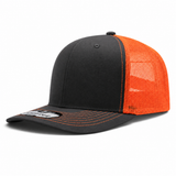 Pit Bull Cambridge PB222 Blank 6-Panel Mesh Trucker Adjustable Snapback Hat - Charcoal/Orange
