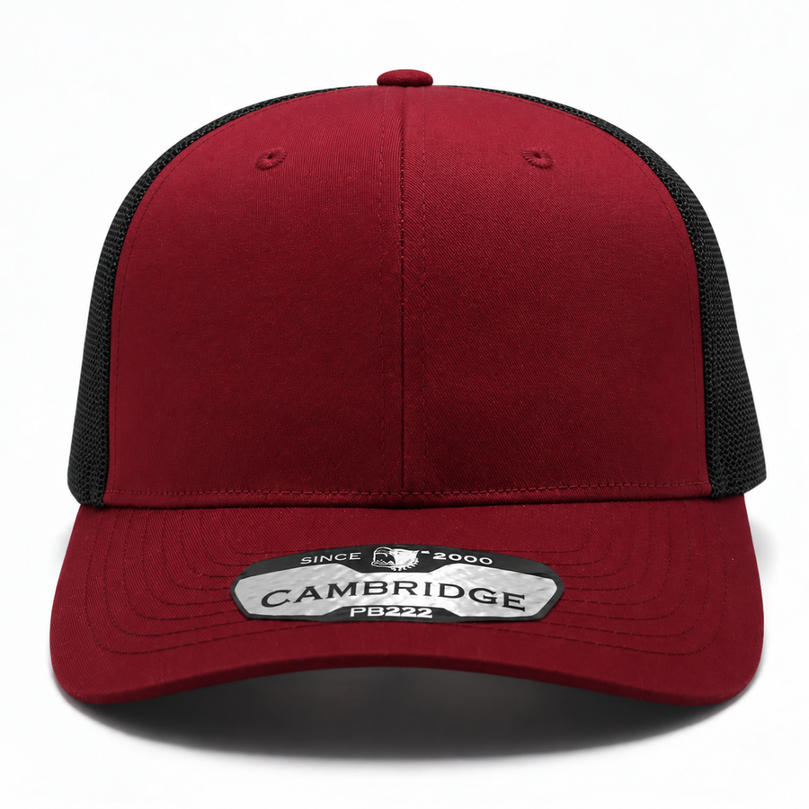 Pit Bull Cambridge PB222 Blank 6-Panel Mesh Trucker Adjustable Snapback Hat - Wine/Obsidian