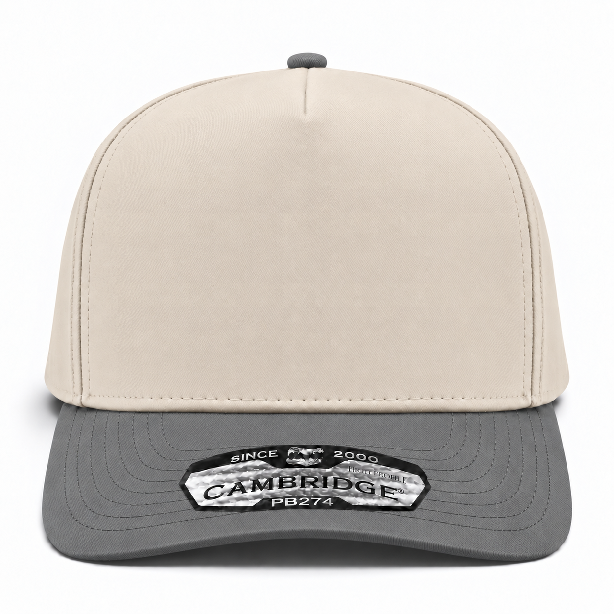 Pit Bull Cambridge PB274 Blank 5-Panel High Frame Adjustable Snapback Hat - Creme/Gray