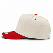 Pit Bull Cambridge PB274 Blank 5-Panel High Frame Adjustable Snapback Hat - Creme/Red