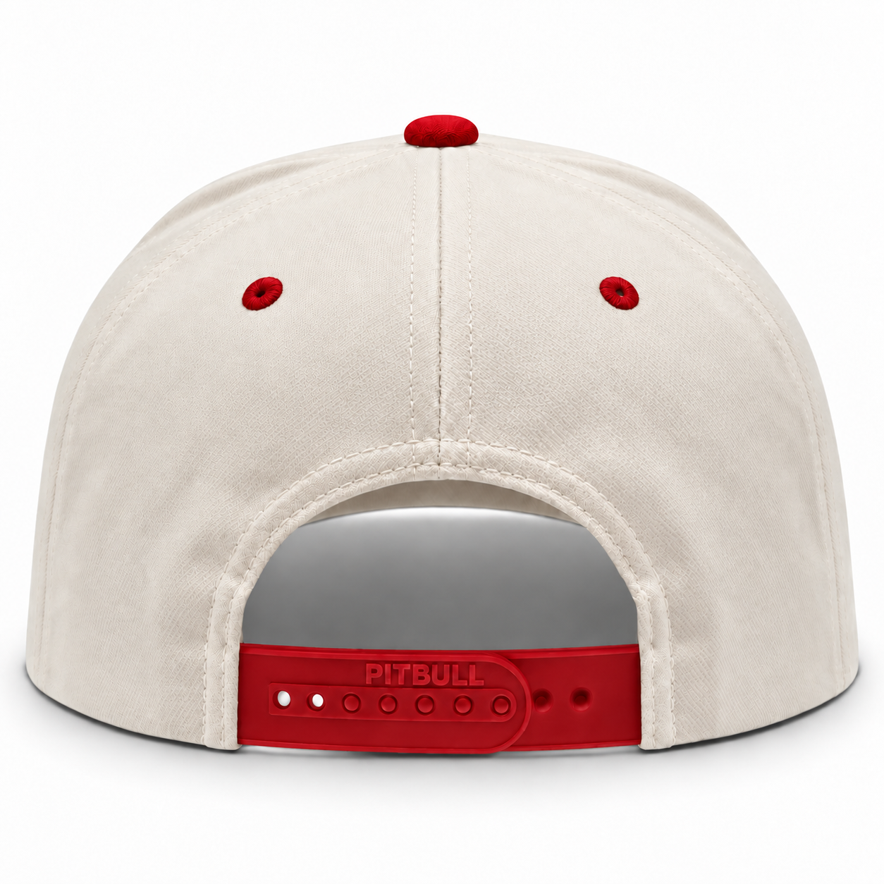 Pit Bull Cambridge PB274 Blank 5-Panel High Frame Adjustable Snapback Hat - Creme/Red