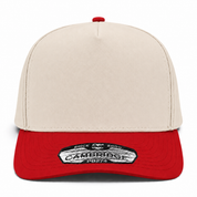 Pit Bull Cambridge PB274 Blank 5-Panel High Frame Adjustable Snapback Hat - Creme/Red