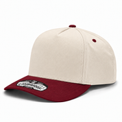 Pit Bull Cambridge PB274 Blank 5-Panel High Frame Adjustable Snapback Hat - Creme/Dark Red