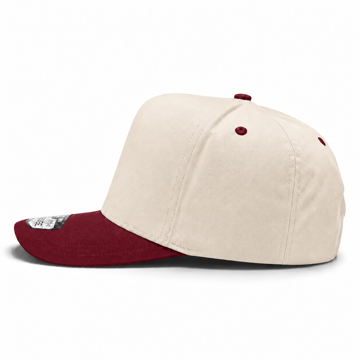 Pit Bull Cambridge PB274 Blank 5-Panel High Frame Adjustable Snapback Hat - Creme/Dark Red