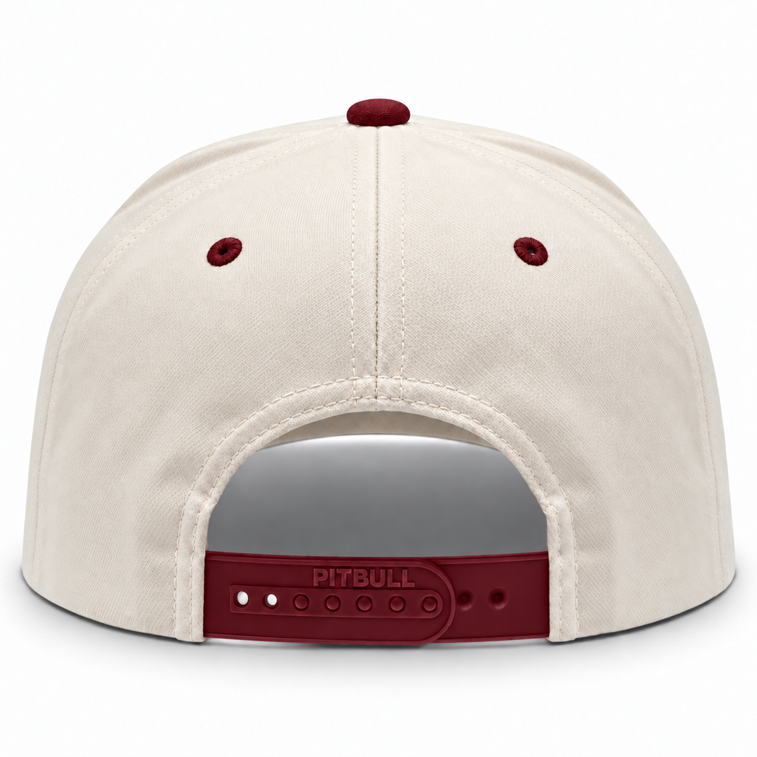 Pit Bull Cambridge PB274 Blank 5-Panel High Frame Adjustable Snapback Hat - Creme/Dark Red - Product Image