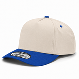 Pit Bull Cambridge PB274 Blank 5-Panel High Frame Adjustable Snapback Hat - Creme/Royal Blue