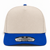Pit Bull Cambridge PB274 Blank 5-Panel High Frame Adjustable Snapback Hat - Creme/Royal Blue
