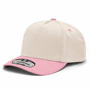 Pit Bull Cambridge PB274 Blank 5-Panel High Frame Adjustable Snapback Hat - Creme/Pink
