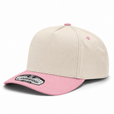 Pit Bull Cambridge PB274 Blank 5-Panel High Frame Adjustable Snapback Hat - Creme/Pink