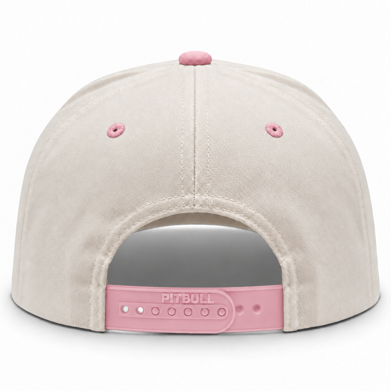 Pit Bull Cambridge PB274 Blank 5-Panel High Frame Adjustable Snapback Hat - Creme/Pink