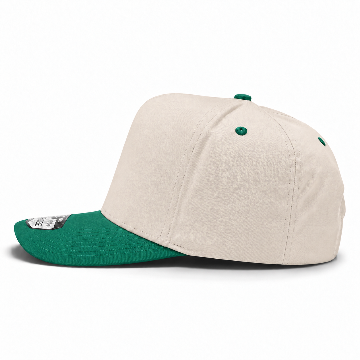 Pit Bull Cambridge PB274 Blank 5-Panel High Frame Adjustable Snapback Hat - Creme/Kelly Green