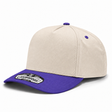 Pit Bull Cambridge PB274 Blank 5-Panel High Frame Adjustable Snapback Hat - Creme/Violet
