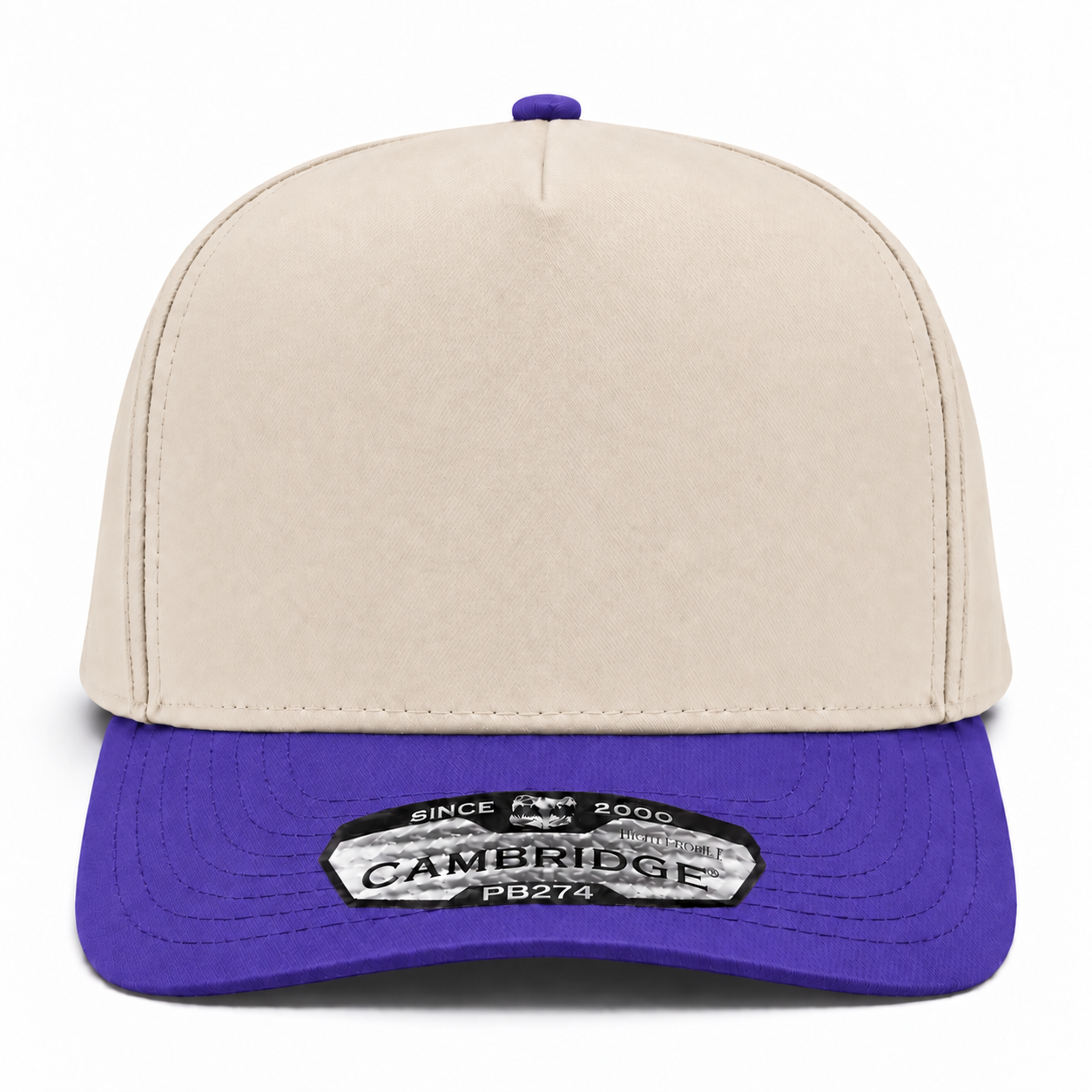 Pit Bull Cambridge PB274 Blank 5-Panel High Frame Adjustable Snapback Hat - Creme/Violet