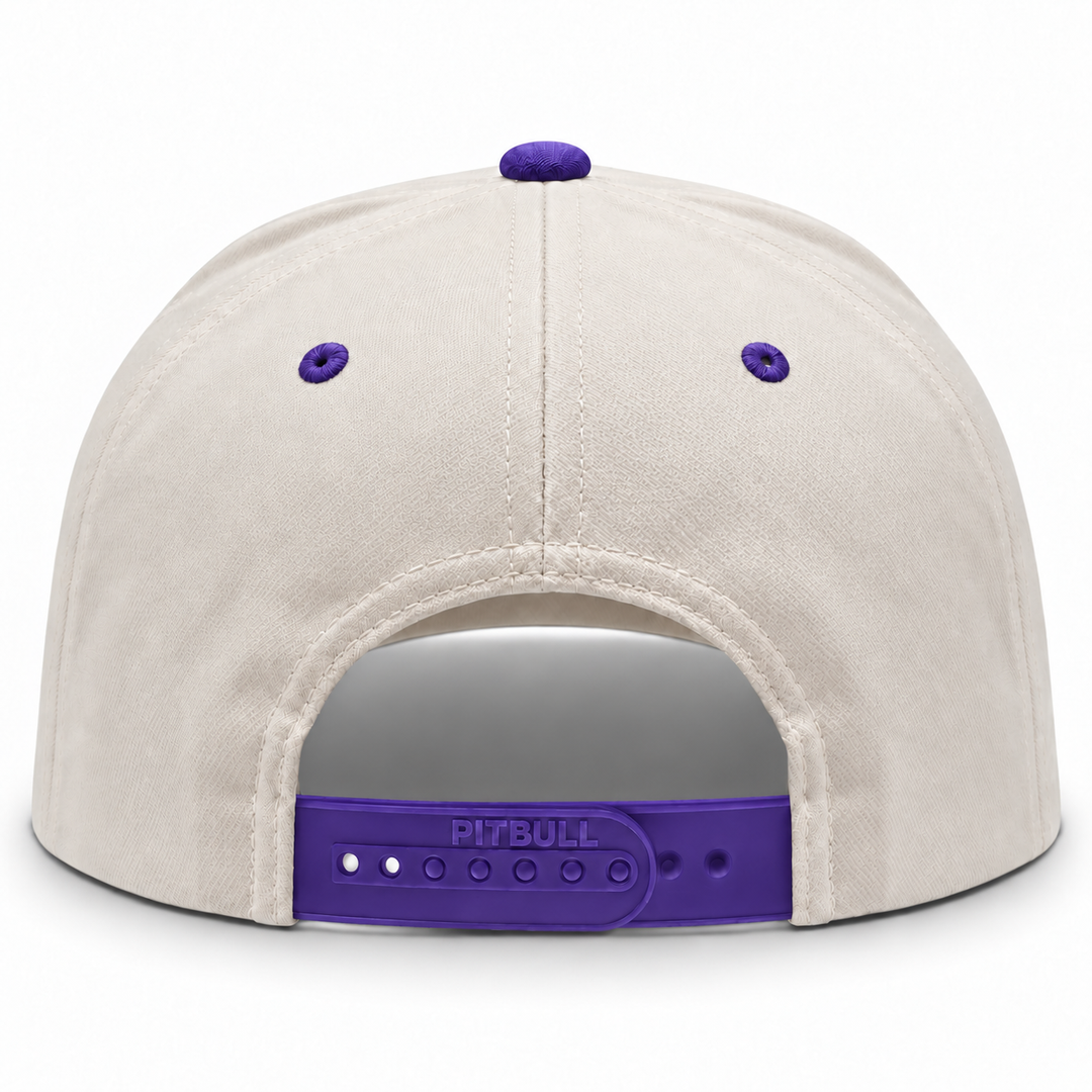 Pit Bull Cambridge PB274 Blank 5-Panel High Frame Adjustable Snapback Hat - Creme/Violet - Product Image