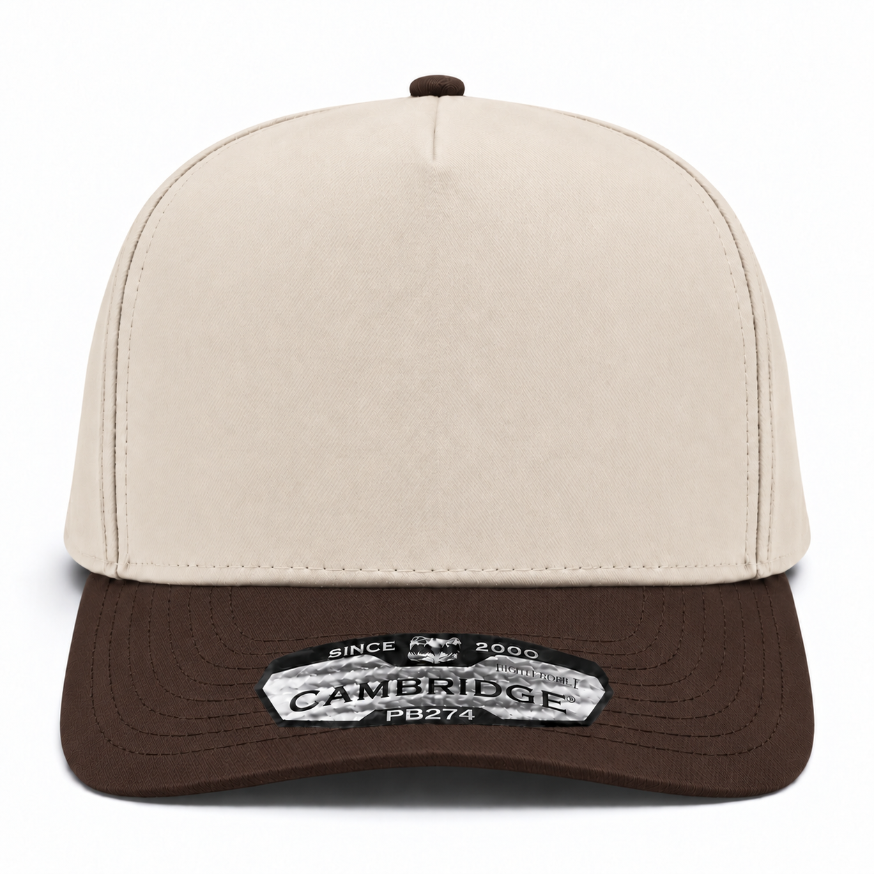 Pit Bull Cambridge PB274 Blank 5-Panel High Frame Adjustable Snapback Hat - Creme/Brown