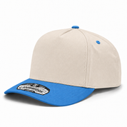 Pit Bull Cambridge PB274 Blank 5-Panel High Frame Adjustable Snapback Hat - Creme/Light Blue