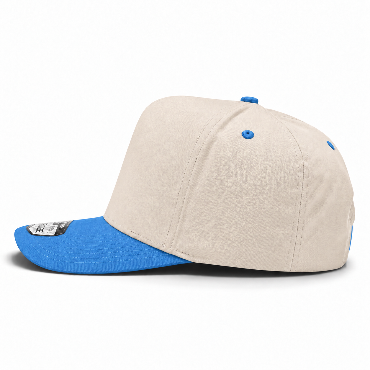 Pit Bull Cambridge PB274 Blank 5-Panel High Frame Adjustable Snapback Hat - Creme/Light Blue