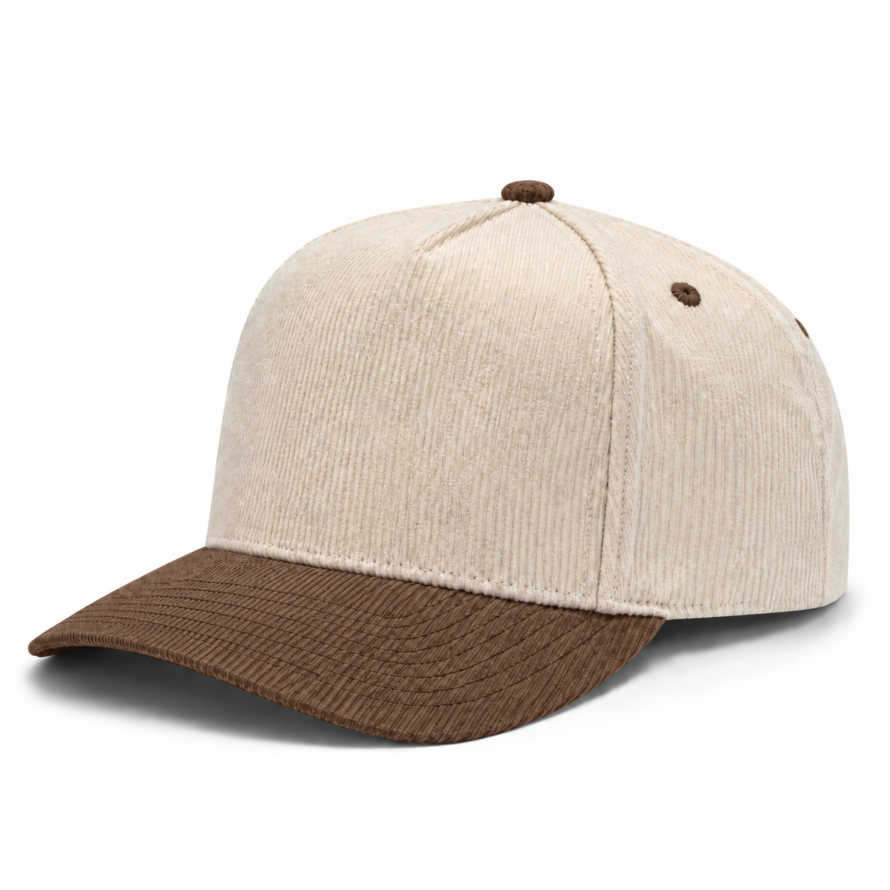 Pit Bull Cambridge CDY10 Corduroy Blank 5-Panel High Frame Adjustable Snapback Hat - Creme/Maroon
