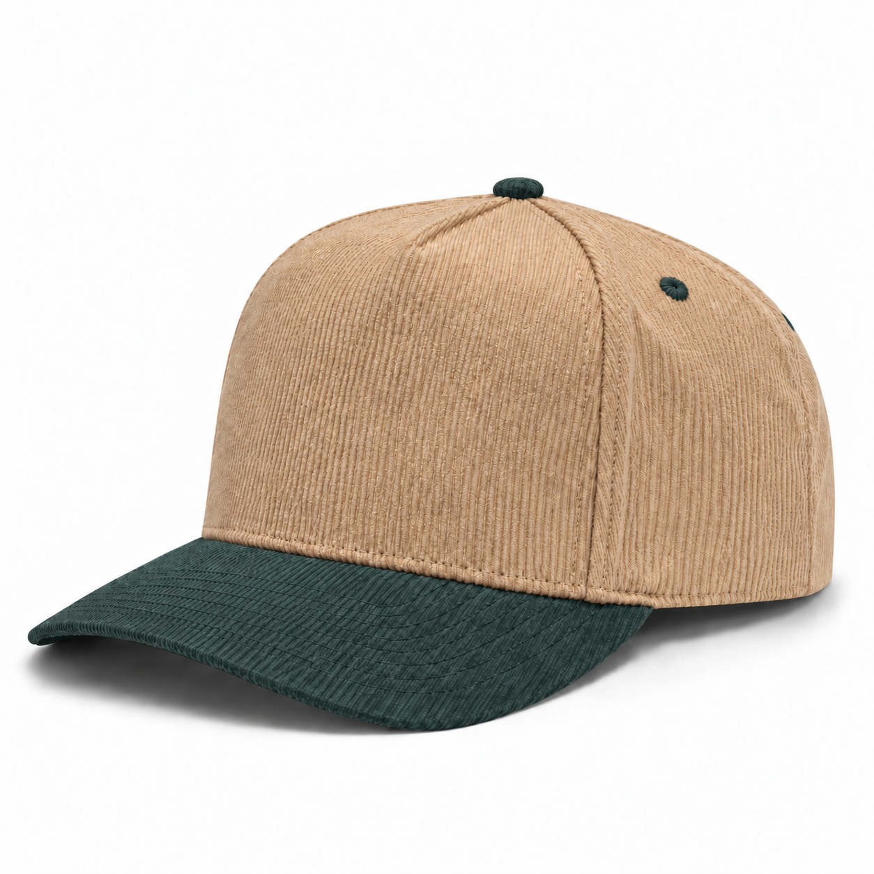 Pit Bull Cambridge CDY10 Corduroy Blank 5-Panel High Frame Adjustable Snapback Hat - Tan/Forest Green