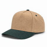 Pit Bull Cambridge CDY10 Corduroy Blank 5-Panel High Frame Adjustable Snapback Hat - Tan/Forest Green