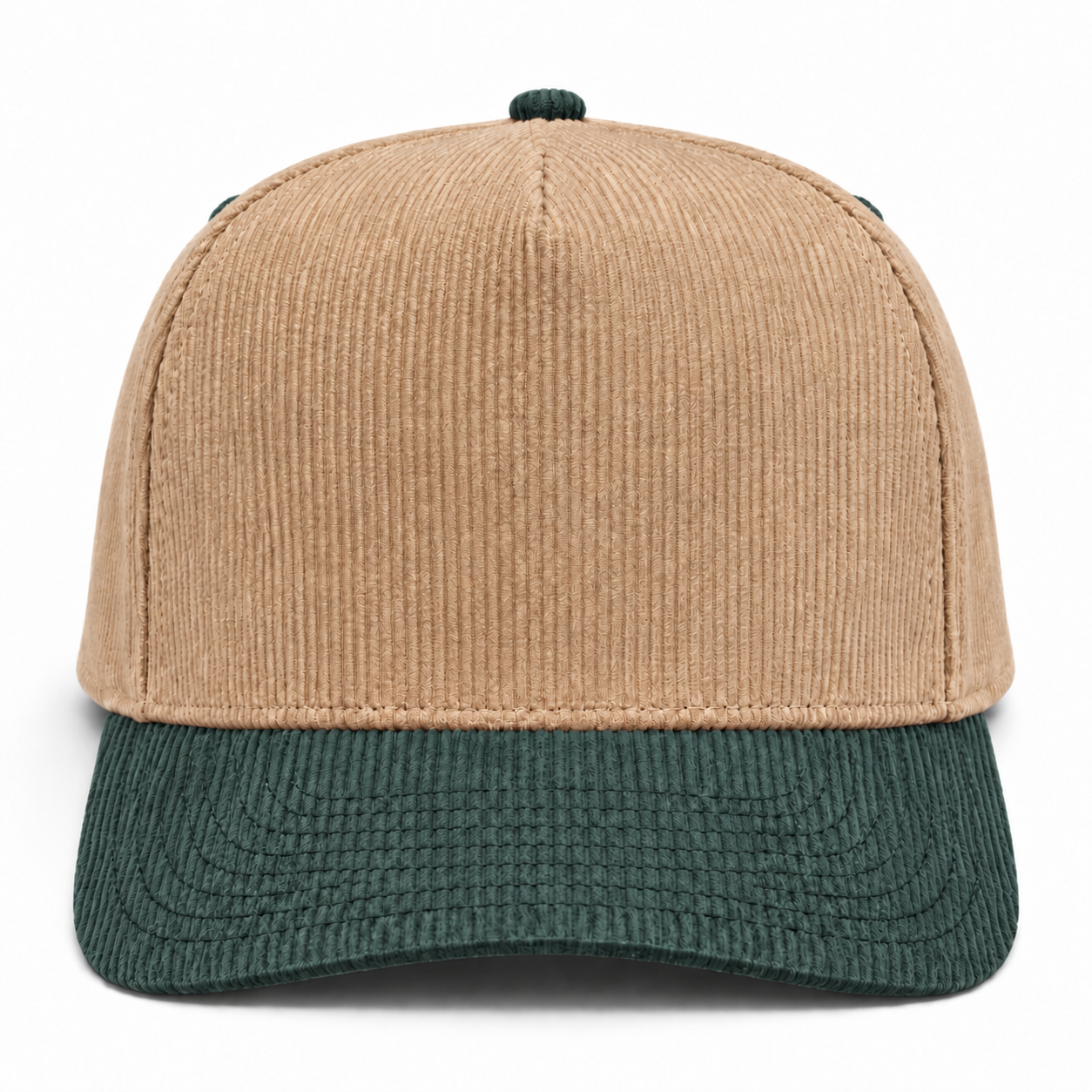 Pit Bull Cambridge CDY10 Corduroy Blank 5-Panel High Frame Adjustable Snapback Hat - Tan/Forest Green