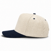 Pit Bull Cambridge CDY10 Corduroy Blank 5-Panel High Frame Adjustable Snapback Hat - Creme/Dark Navy
