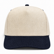 Pit Bull Cambridge CDY10 Corduroy Blank 5-Panel High Frame Adjustable Snapback Hat - Creme/Dark Navy