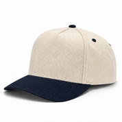Pit Bull Cambridge CDY10 Corduroy Blank 5-Panel High Frame Adjustable Snapback Hat - Creme/Dark Navy