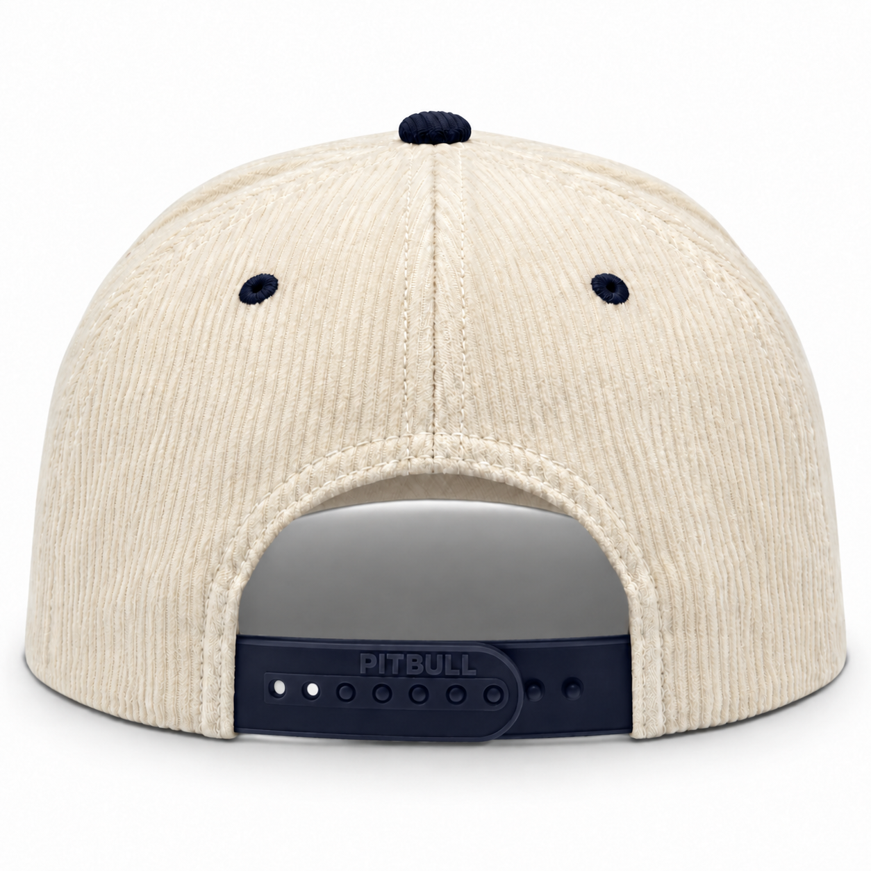 Pit Bull Cambridge CDY10 Corduroy Blank 5-Panel High Frame Adjustable Snapback Hat - Creme/Dark Navy