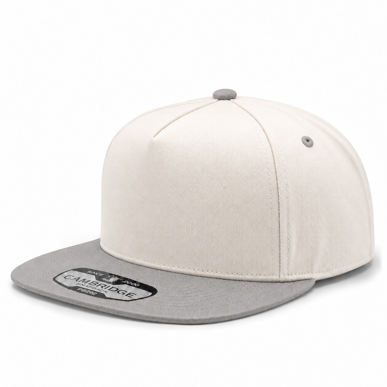 Pit Bull Cambridge PB292 Blank 5-Panel Mesh Trucker Adjustable Snapback Hat - Creme/Silver