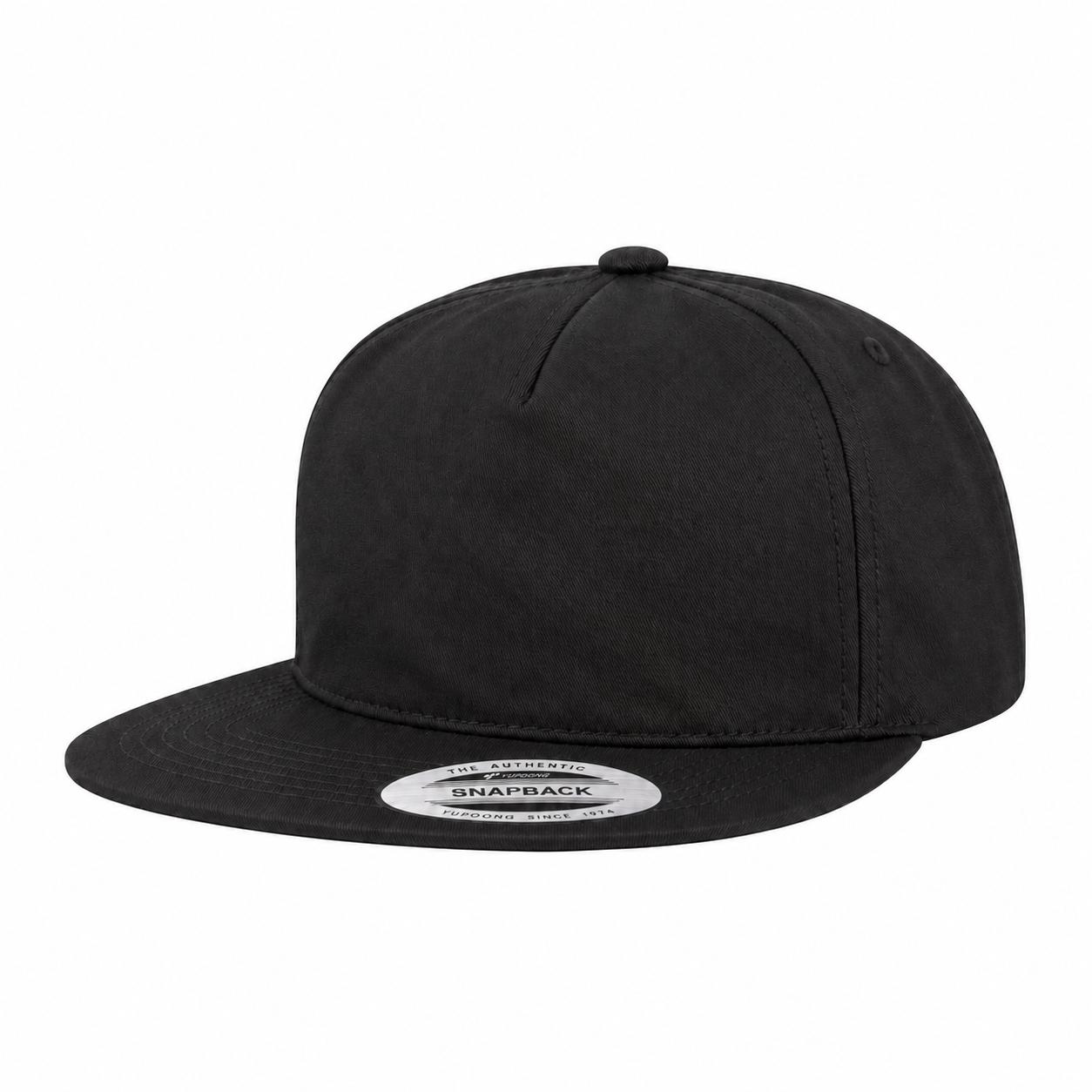 YP Classics Premium Blank 5-Panel Light Structured Adjustable Snapback Hat - Black
