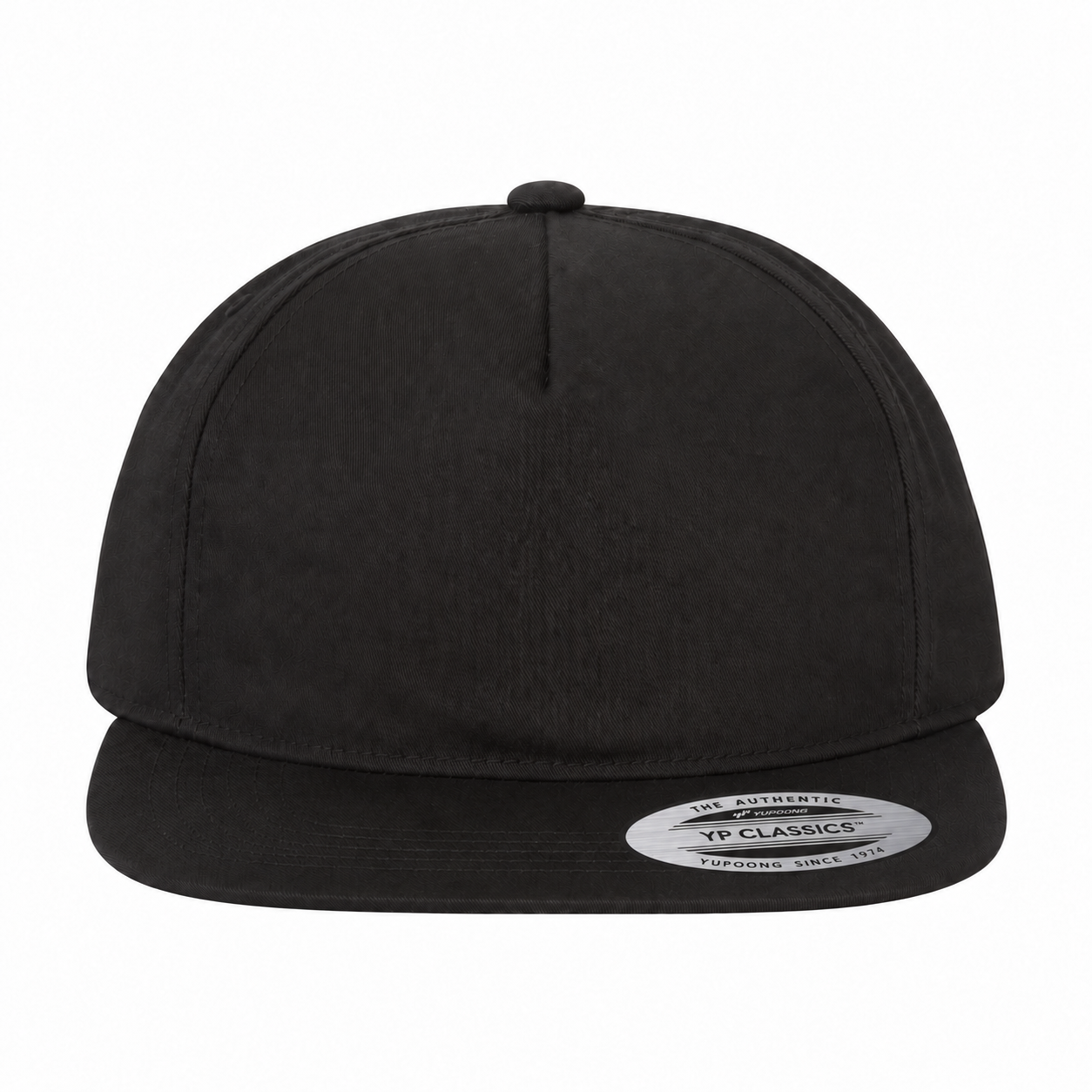 YP Classics Premium Blank 5-Panel Light Structured Adjustable Snapback Hat - Black