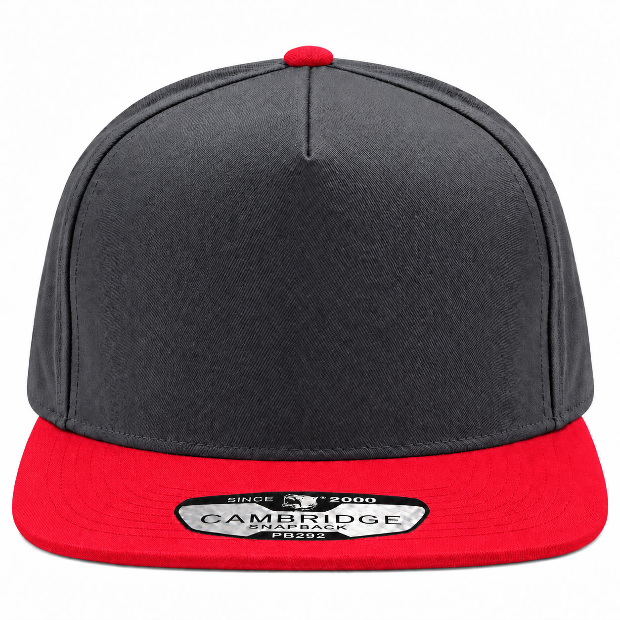 Pit Bull Cambridge PB292 Blank 5-Panel Mesh Trucker Adjustable Snapback Hat - Dark Gray/Red