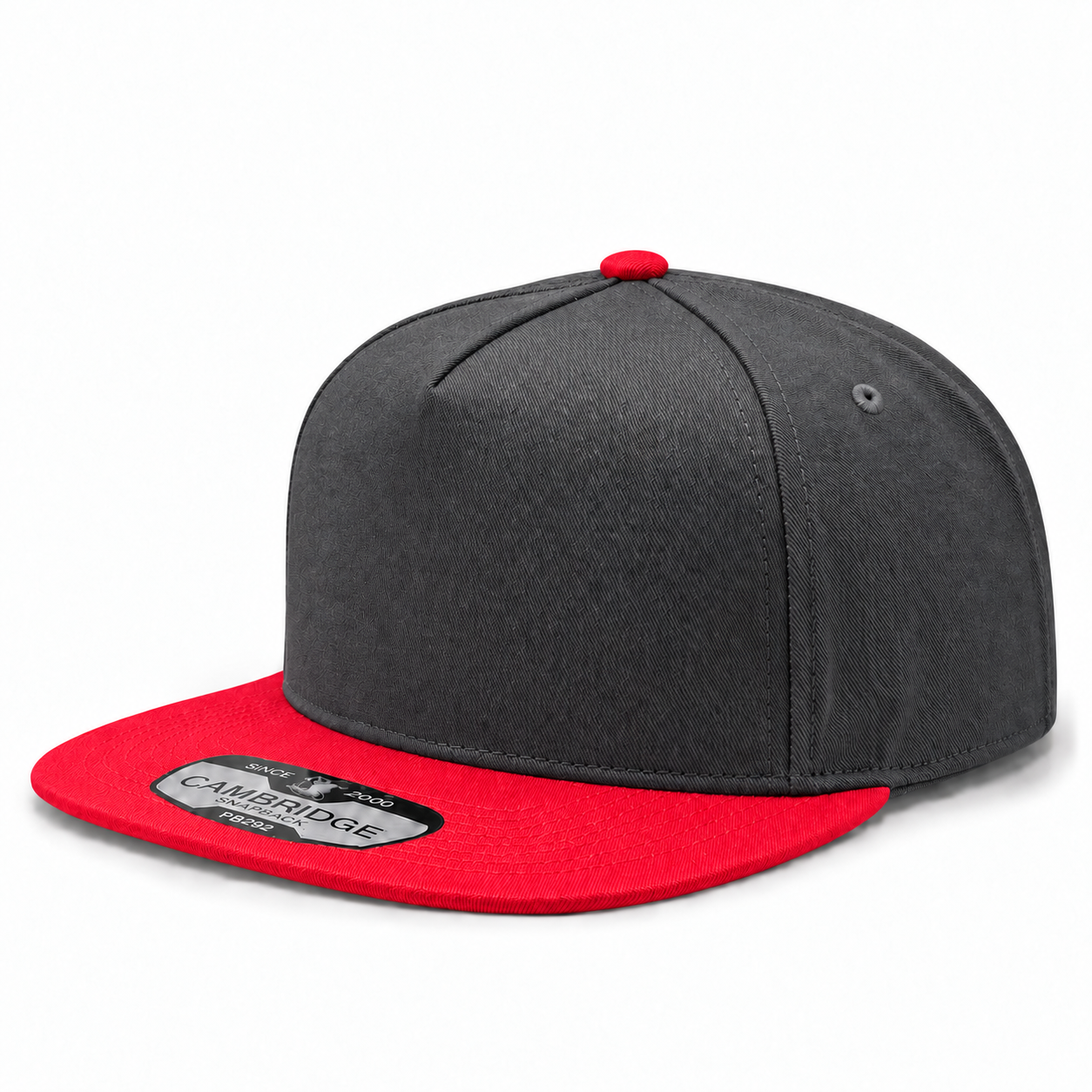 Pit Bull Cambridge PB292 Blank 5-Panel Mesh Trucker Adjustable Snapback Hat - Dark Gray/Red