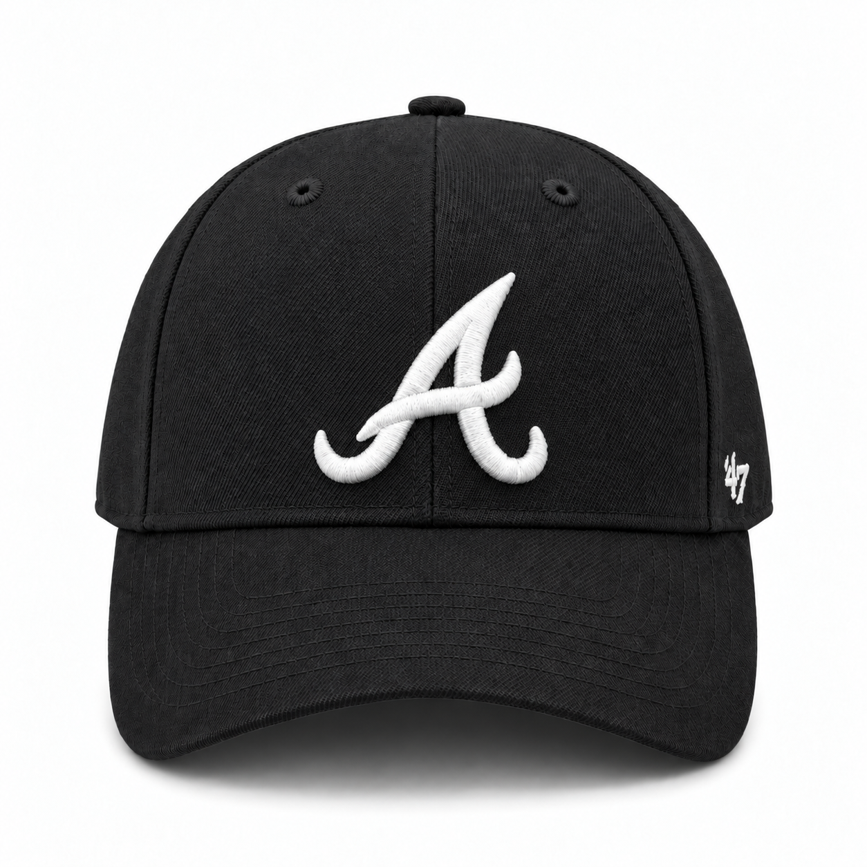Atlanta Braves '47 Brand MVP Adjustable Baseball Cap - Black - Product Image