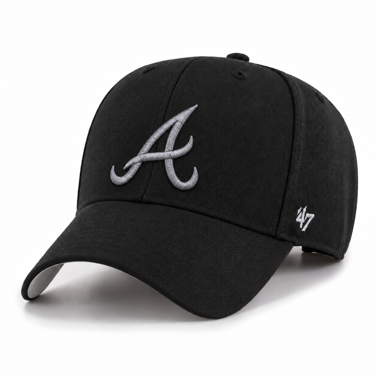 Atlanta Braves '47 Brand MVP Adjustable Baseball Cap - Black - Product Image
