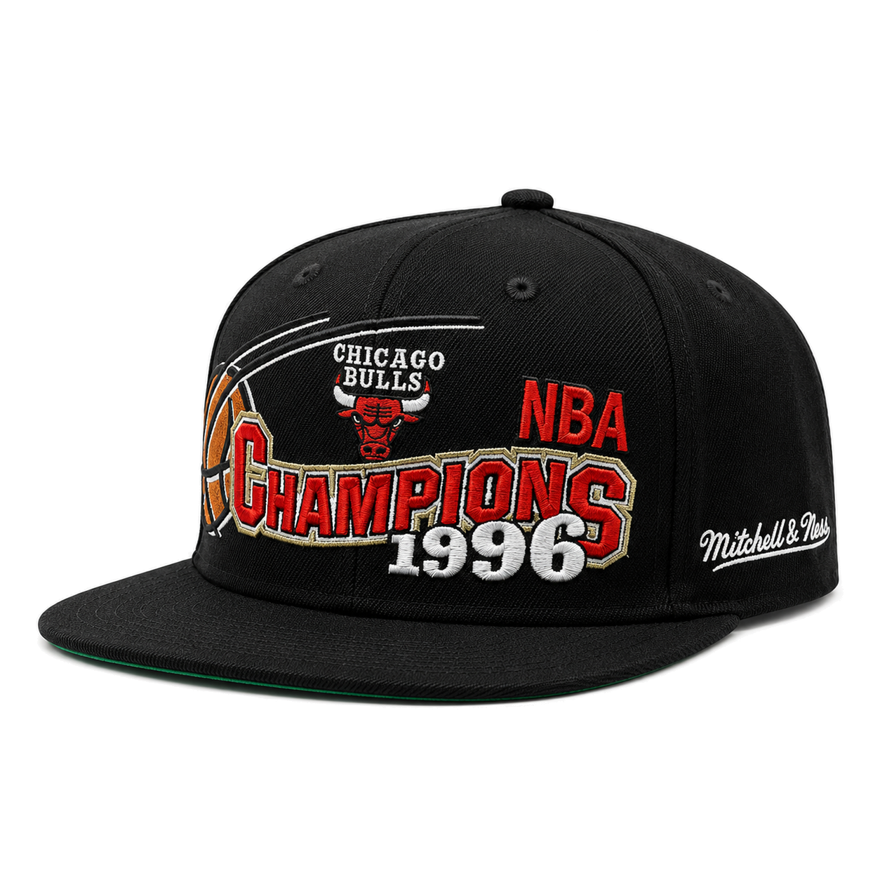 Chicago Bulls '1996 Champions' Black Mitchell & Ness OG Adjustable Snapback Hat - Product Image
