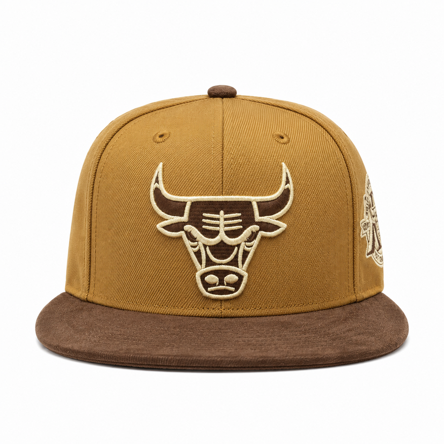 Chicago Bulls '20th Anniversary' 2T Tan Mitchell & Ness Buckle | Suede Brim - Product Image