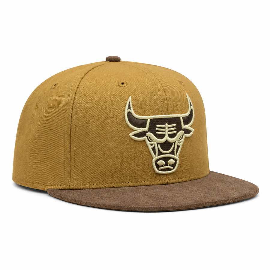Chicago Bulls '20th Anniversary' 2T Tan Mitchell & Ness Buckle | Suede Brim - Product Image