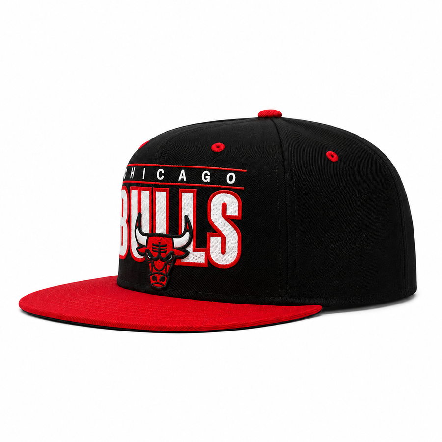 Chicago Bulls Black/Red Mitchell & Ness Adjustable OG Snapback Hat - Product Image