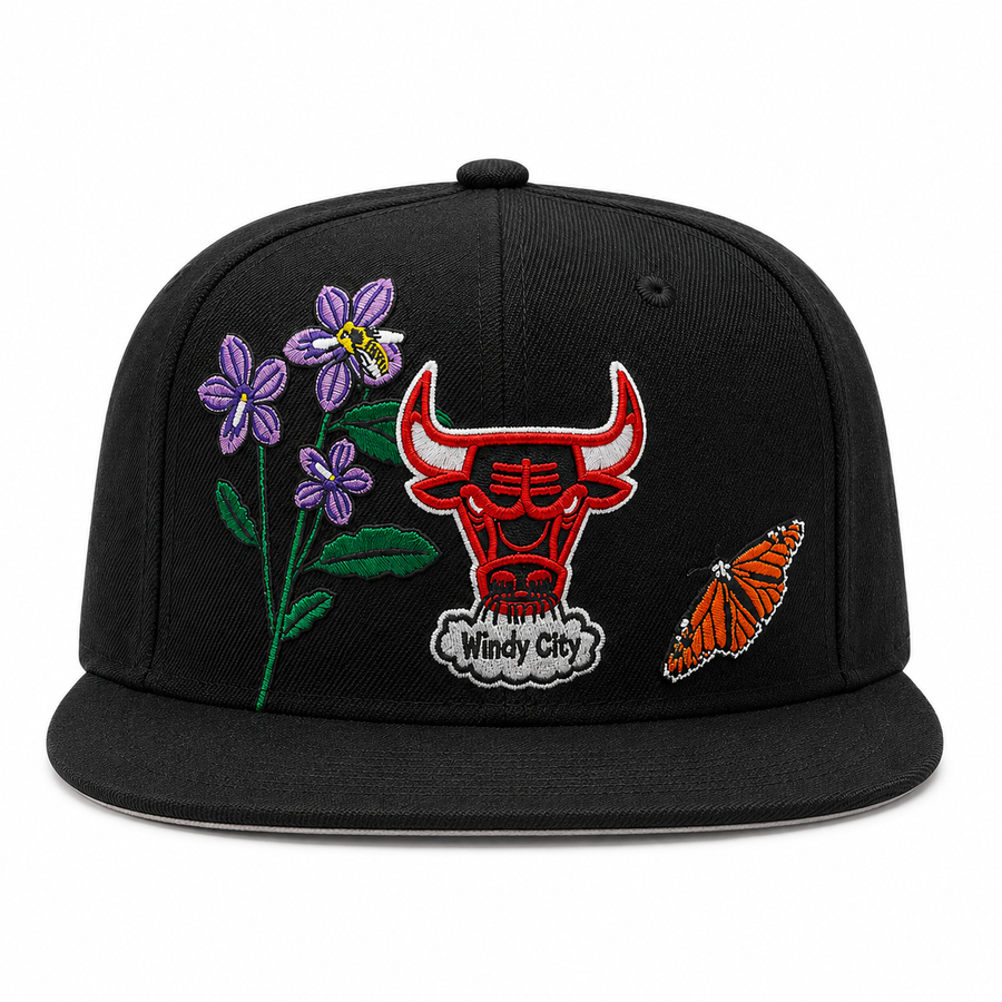 Chicago Bulls 'Botanical Floral' Black Mitchell & Ness Snapback - Product Image