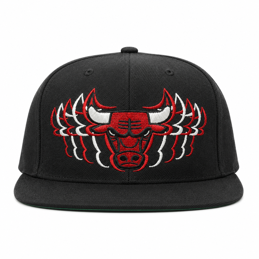 Chicago Bulls 'Echo Logo' Black Mitchell & Ness OG Adjustable Snapback Hat - Product Image