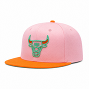 Chicago Bulls Pink/Orange Mitchell & Ness Adjustable OG Snapback Hat - Product Image
